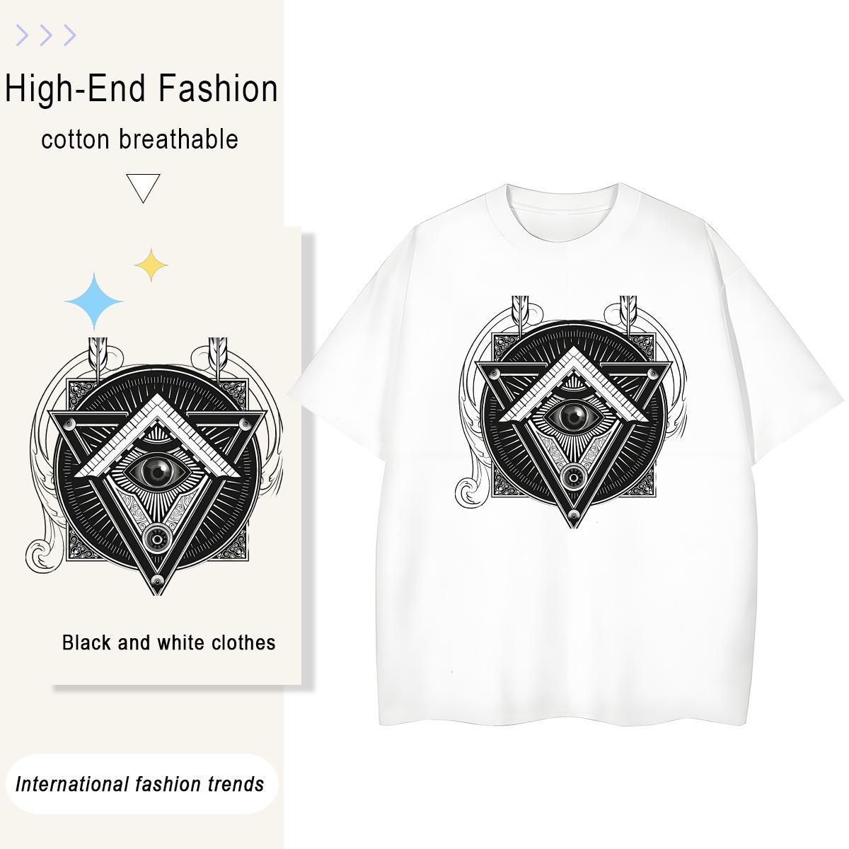 Fashion T shirt 230g Pure Cotton Crew Neck Casual Beach eye of the devil Lady T shirt Comfortable Anime Oversized Clothes Shirt
