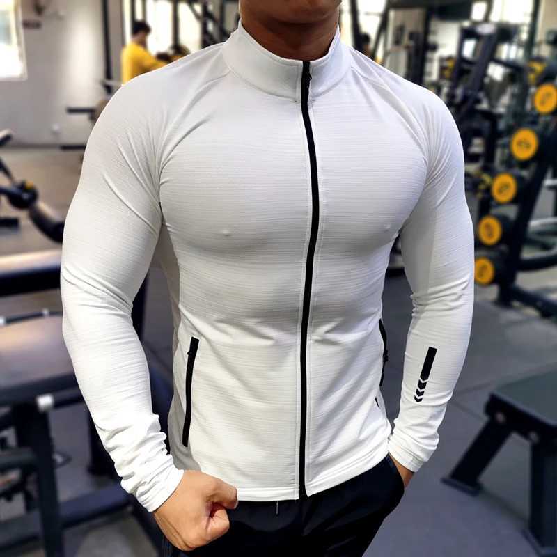 New Winter and Autumn Sportswear Mens Zipper Elastic Quick Drying Running Jacket Fitness Gym Sportswear Top Mens Sportswear W241018