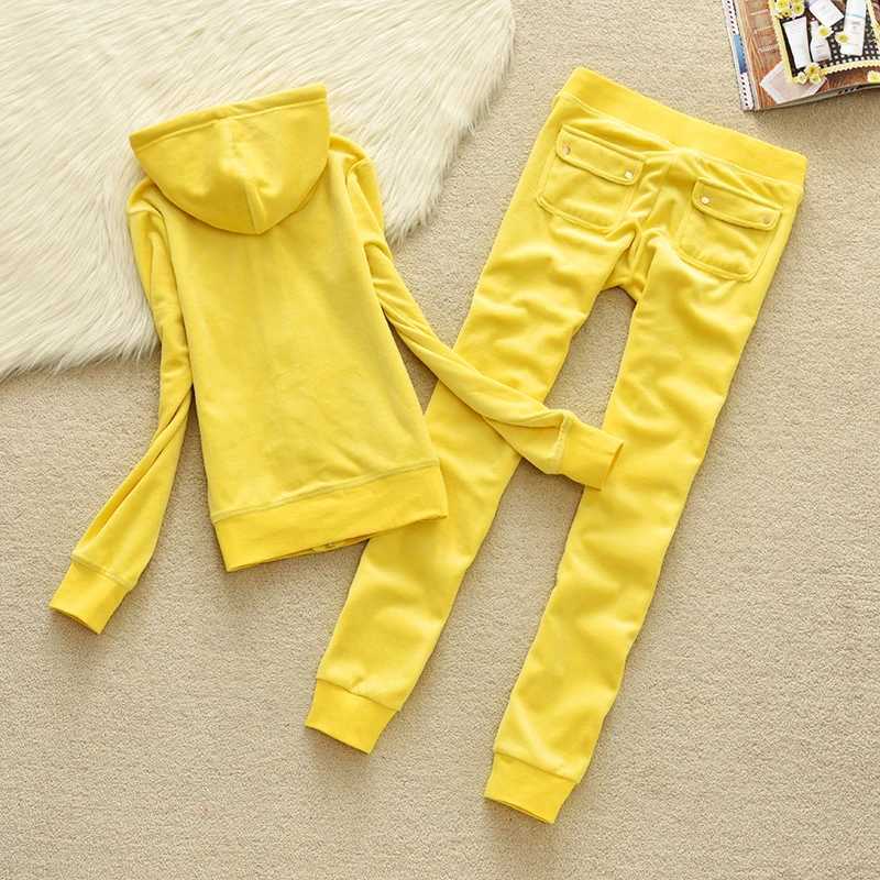 Women's Two Piece Pants Womens Velvet Track Wear Autumn/Winter Womens Casual Set Solid Color Hoodie Sportswear Velvet Set 2-piece Y241019S3WM