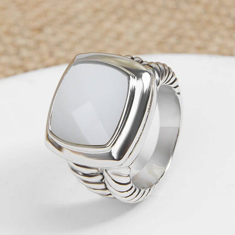 JADE ANGEL 14mm Cubic Zirconia Statement Ring for Women Men Fashion White Gold Plated Brass Personalized RingNo Side Stone 241010