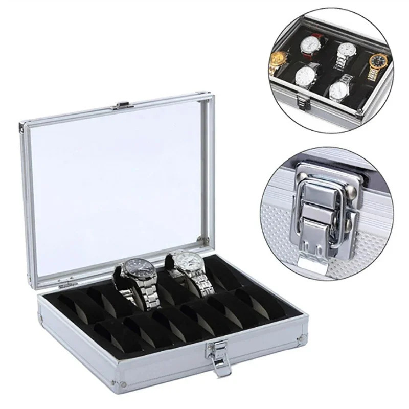 6/10/12/24 Girls High Quality Watch Box Aluminum Alloy Product Pattern Storage Clock Box Collection Display Gift Box 241007