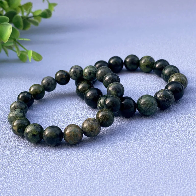 Natural Jade Bracelet King Stone Therapeutic Bracelet Mens Real Chinese Xizang Jade Bracelet Stone Elastic Bead Bracelet 241018