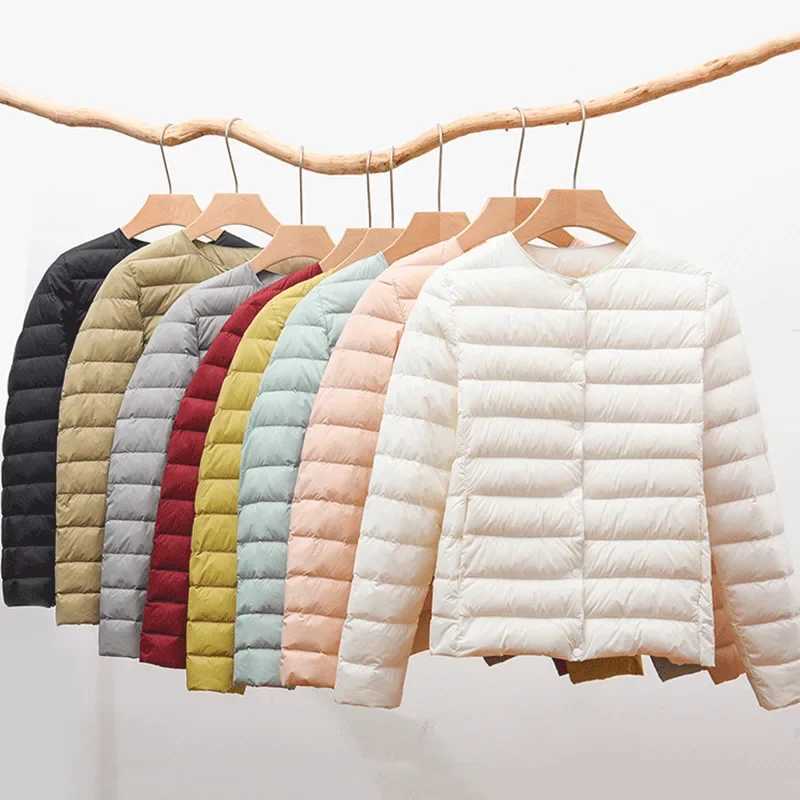 9 Color Women Puffer Jackets 90% Ultra Light Duck Down Women Matt Fabric Lightweight Coat Warm Female Windbreaker ParkaX241019