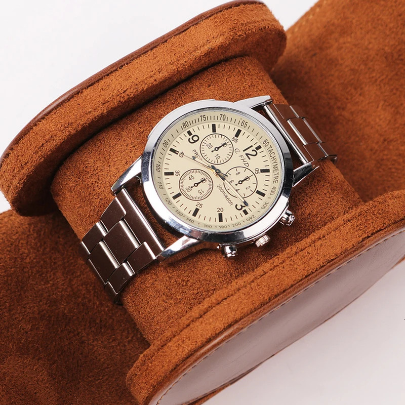 1 slot grid watch box rolling travel box fashionable and portable retro leather display storage box high-quality gift watch box 241018