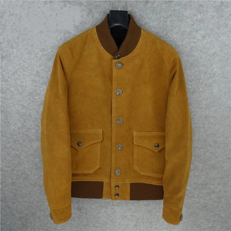 Classic Men Genuine Leather Jacket Casual Mens Pilot Style Warm Real Cow Suede Bomber Coats Winter 241018