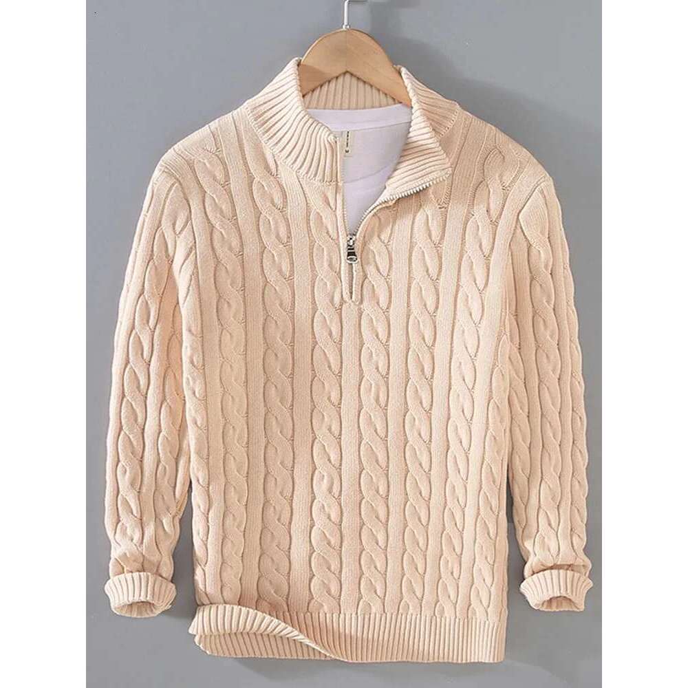 Autumn And Winter New Half High Neck Thickened Thick Needle Men's Zipper Loose Large Versatile Pullover Knitted Sweater
