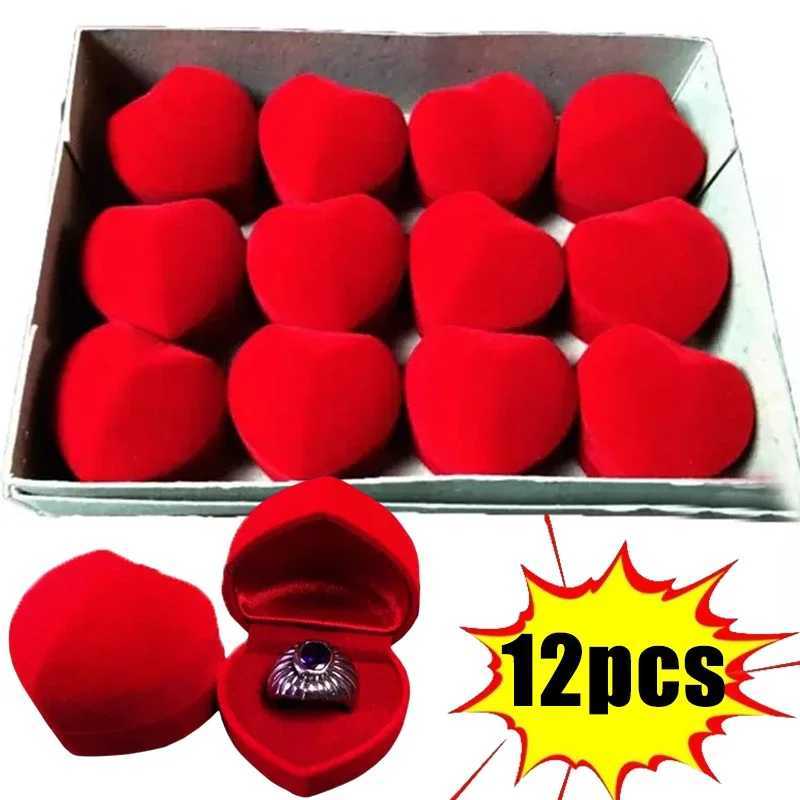 Heart shaped ring box velvet red bead treasure box earring display box bracket gift wedding ring box counter display ring W241019