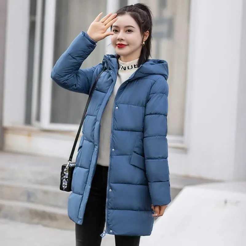 Womens Winter Thickened Jackets Heavy-Weight Coats Hooded Quilted Jacket Long Fitted Parka with Pockets Women down cotton coatX241019