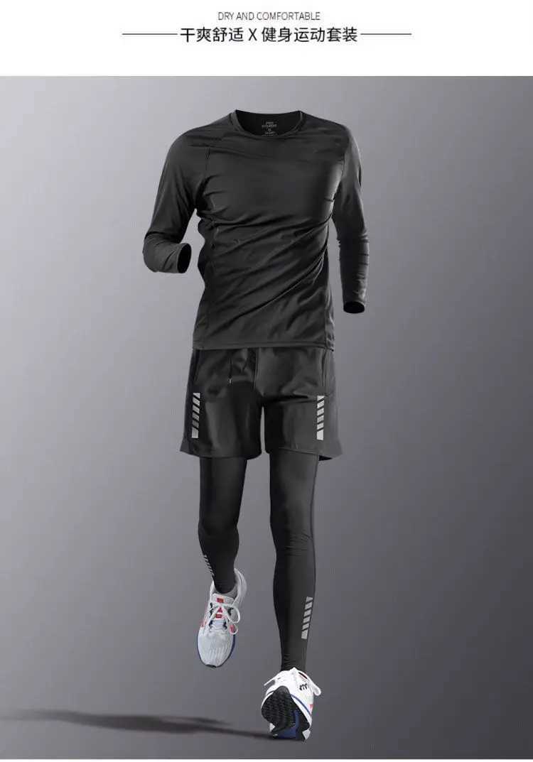 Fashion 5-piece mens running sportswear set fitness jogging compression sportswear training suit sportswear W241018