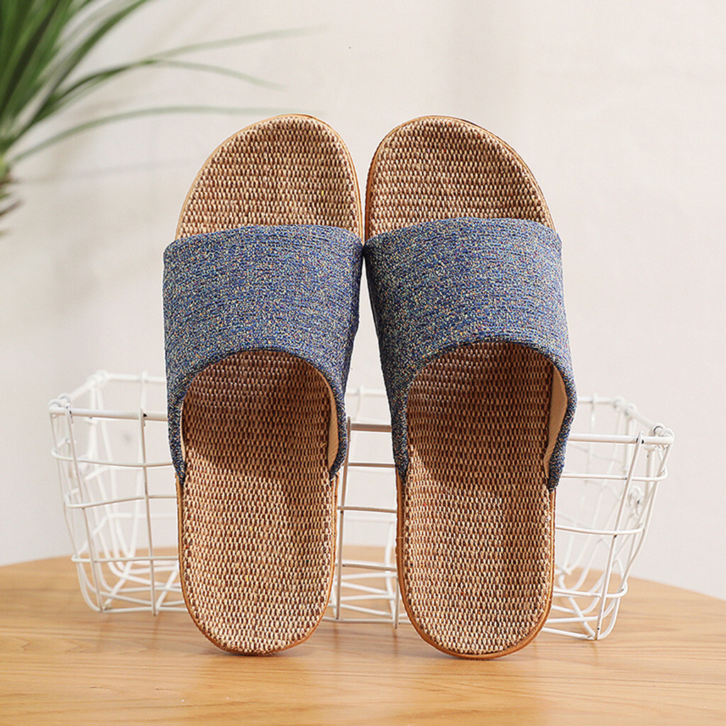 Couple Cotton Casual Comfortable Breathable en Home Large Size Flat Bottom Men's Slippers