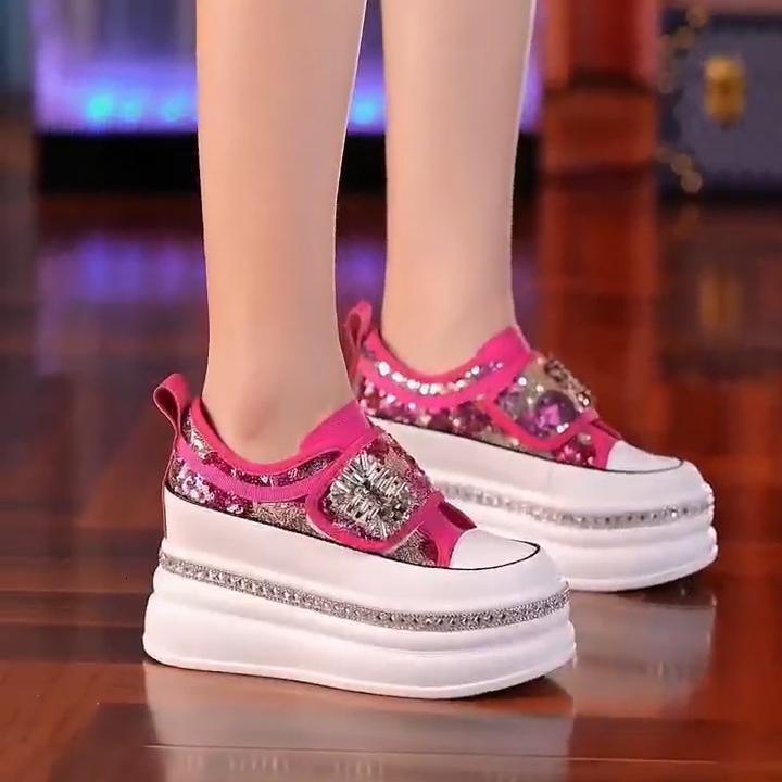 Soft sole, soft surface, anti slip, one foot pedal, thick sole, sponge cake shoes, women's casual, versatile, lightweight, comfortable, small hei