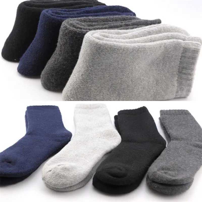 5 Pairs/Lot Mens Winter Super Thick Wool Socks Thick Terry Socks Mens High-quality Mid-tube Socks Solid Color Thick Snow SocksXJ241019