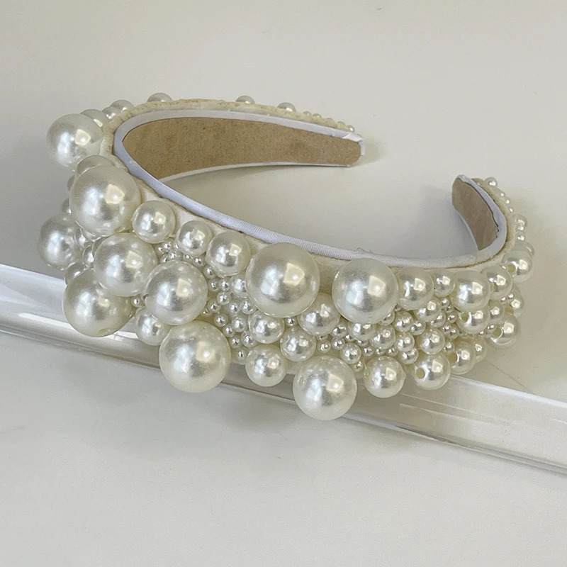 Womens Baroque Luxury Bohemian Big Pearl Flower Head with Adult Hair Accessories Hair Jewelry 241018