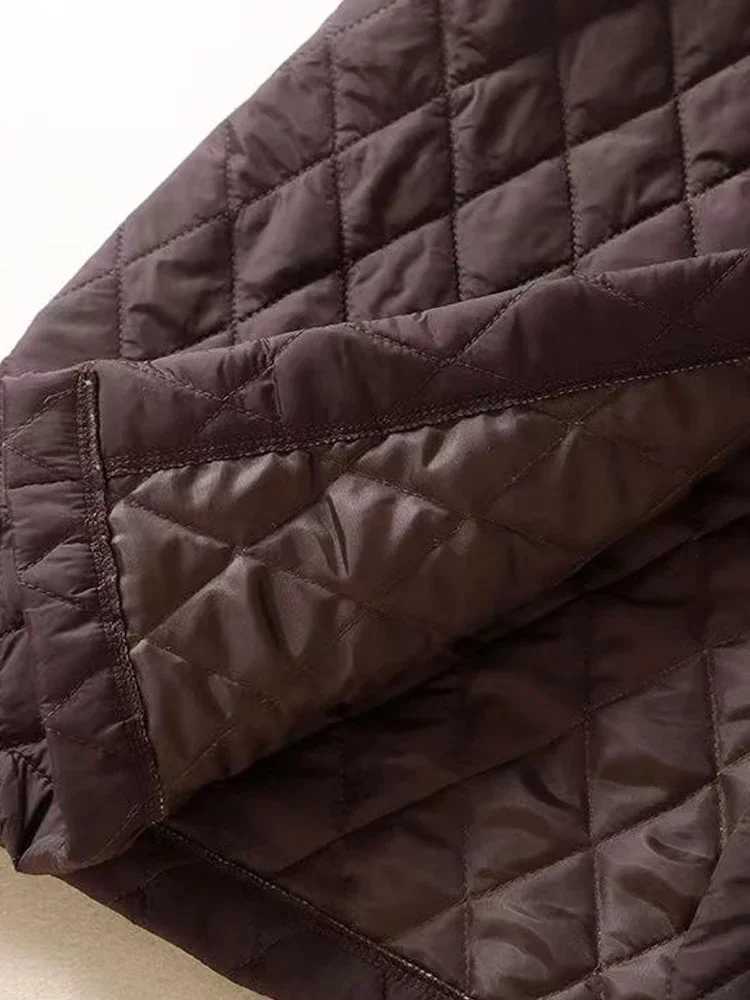 Winter Long Down Cotton Jackets 2024 New Women Fashion Cotton-padded Plaid Warm Coat Slim Puffer Quilted Outerwear Parkas Z493X241019