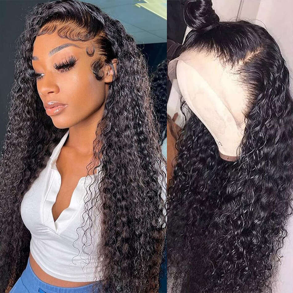 13x4 Water Wave Front Wigs Pre Plucked With Baby Brazilian Curly Lace Frontal Human Hair Wig For Women