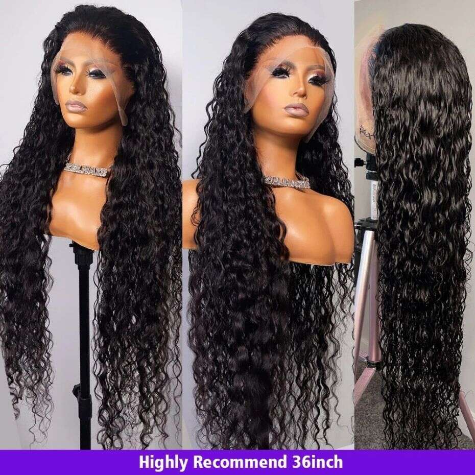 Hair Brazilian Human Wigs x Deep Wave Transparent Lace Frontal Curly