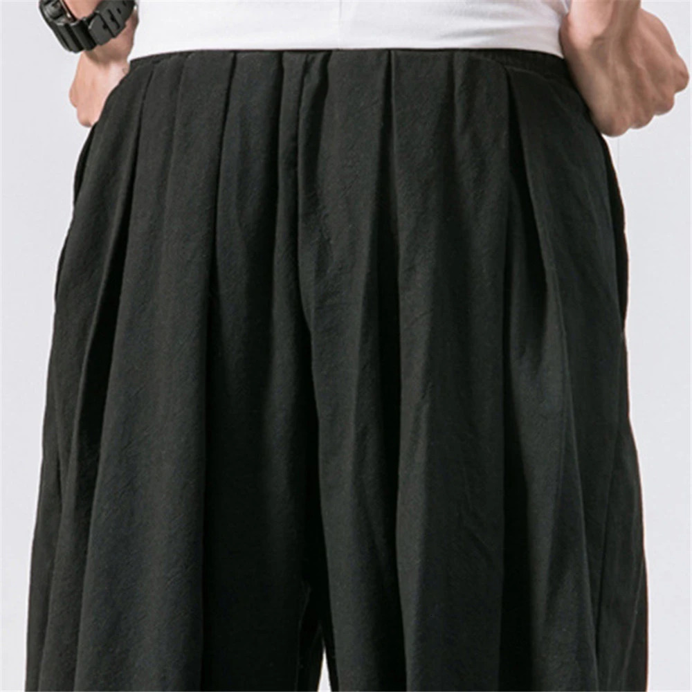 FGKKS Oversize Men Loose Harem Pants Autumn Chinese Linen Overweight Sweatpants High Quality Casual Trousers Male 241009