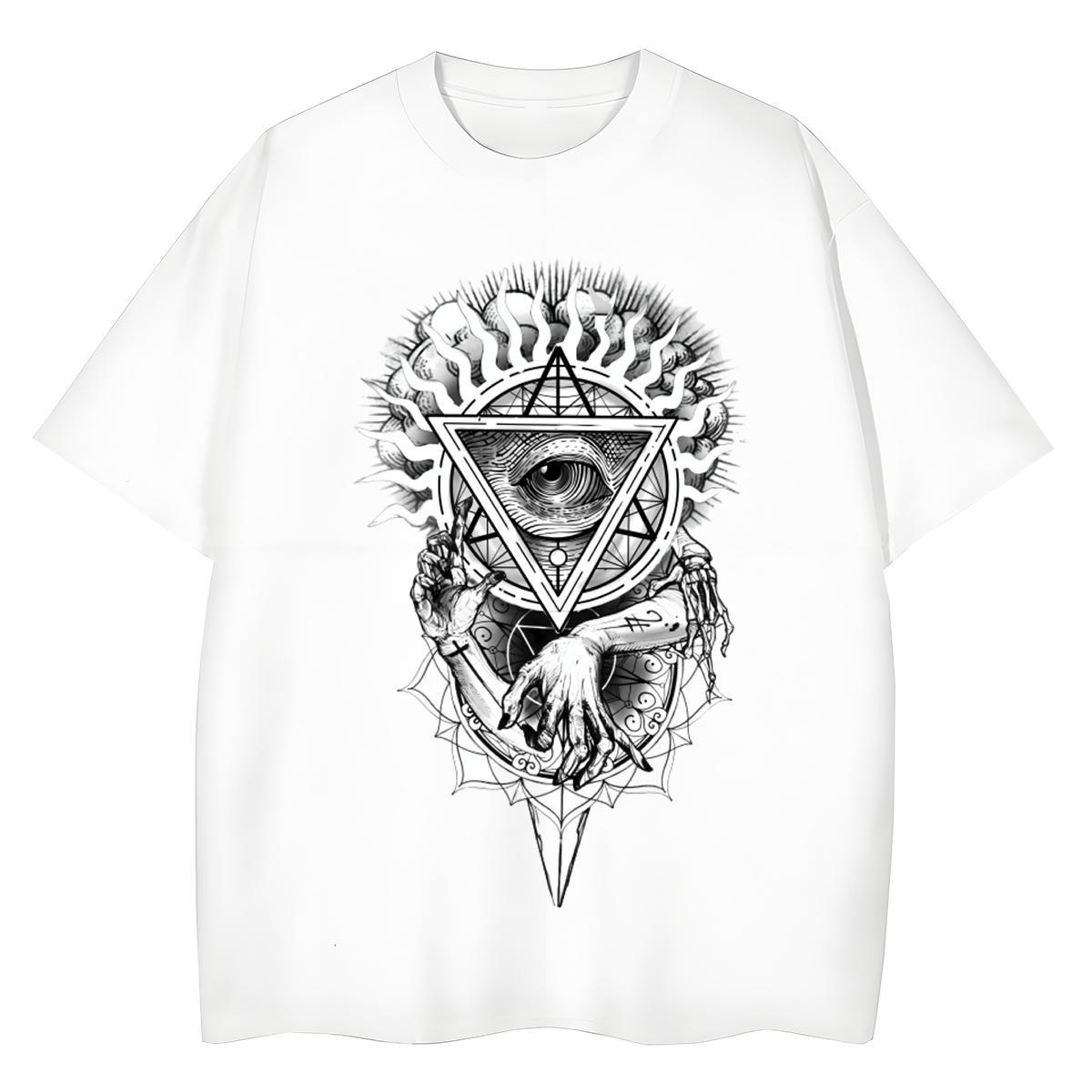 TOP Quality T shirt 100% Cotton 230g Crew Neck Breathable Casual Daily Wear eye of the devil Women Tees Designer Cartoon Floral Printing Tee Shirt