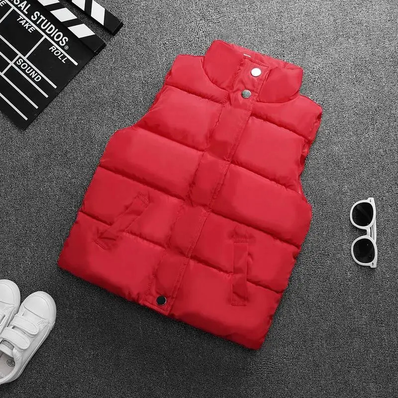 Childrens Winter Solid Color Vest for Boys and Girls Wearing Vests Big Kids Baby Warm Sleeveless 241018
