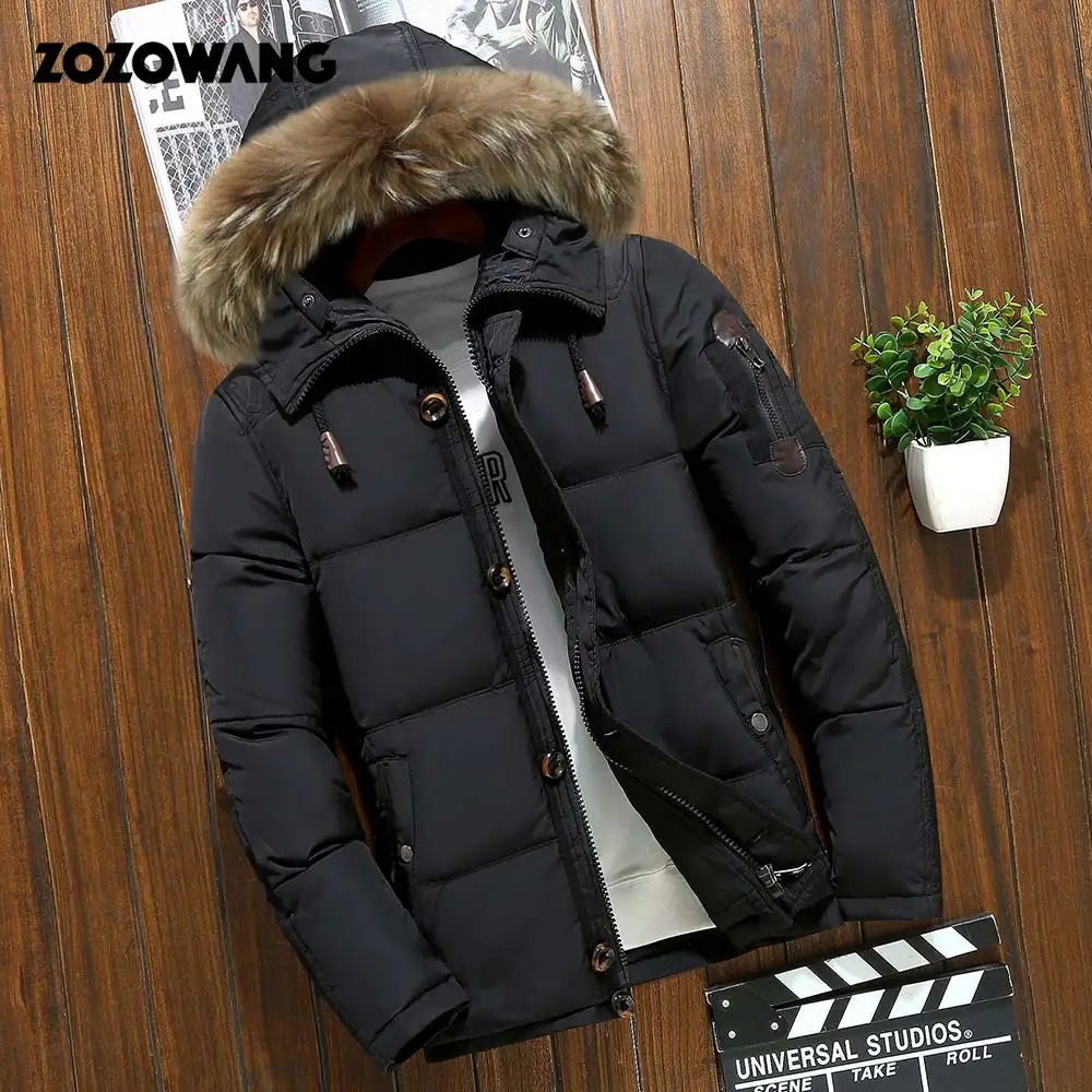90% down jacket mens winter jacket mens fashion thick warm Parkas fur white duck down jacket casual mens waterproof down jacket 241018