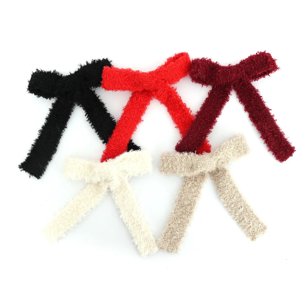 A14YMN solid color wool hair bow cute hair clip girl hair clip bucket solid color clip childrens headband fashionable hair accessory 241018