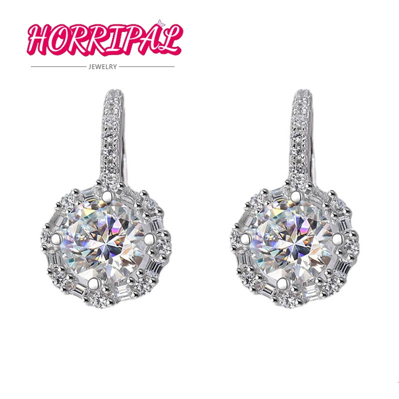 HORRIPAL 1CTTW D VVS1 Ring Earrings S925 Pure Silver Womens Sparkling Diamond Jewelry GRA Passed Tester 241018