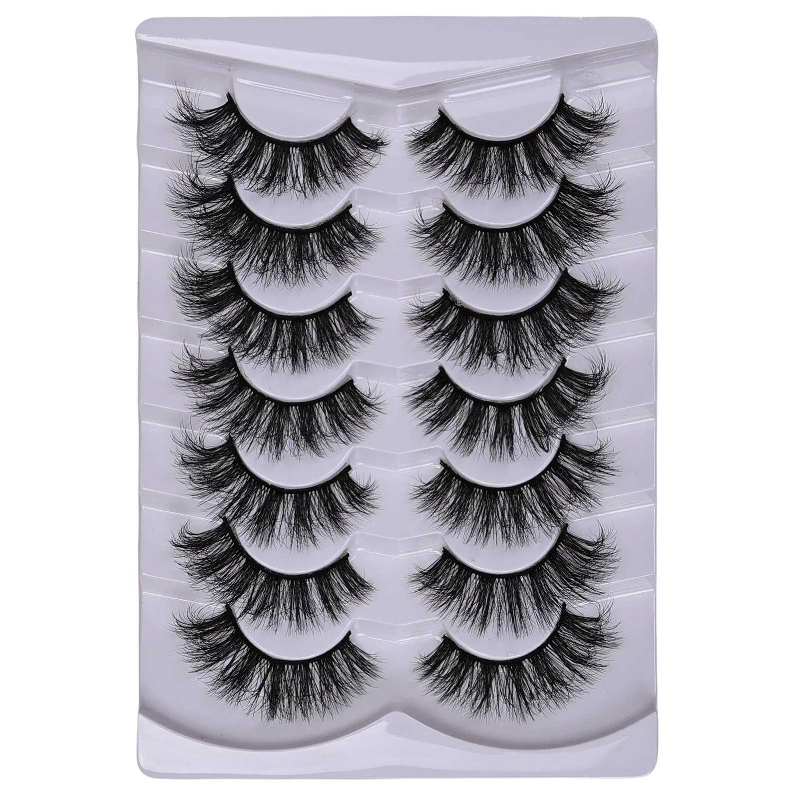 7 Pairs Messy False Eyelashes Fluffy Thick Lashes 3D Curl Dramatic Long Messy Fake Fluffy lashes extension MakeupXJ241019