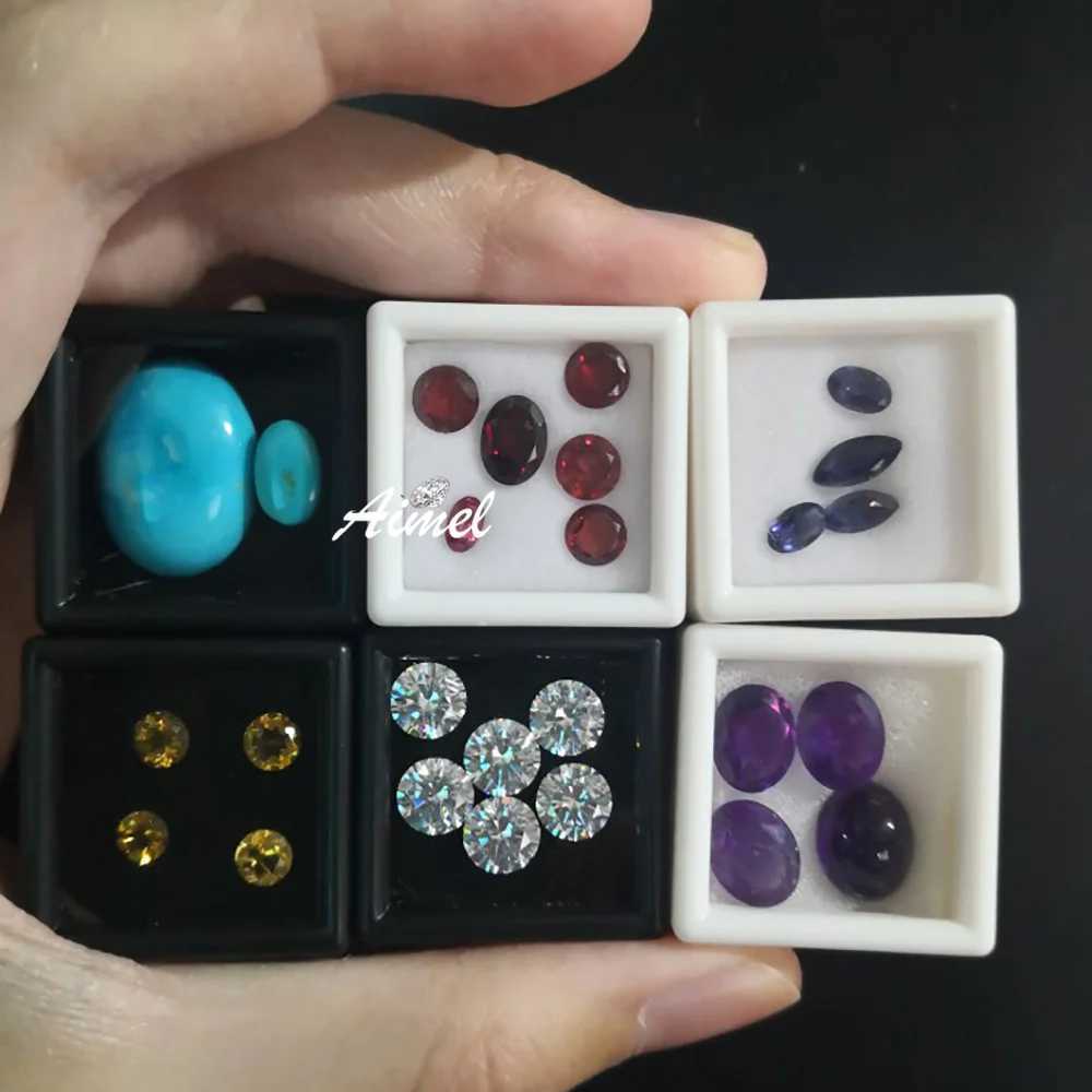 Square gemstone display box loose diamond packaging box earring bead hanger gemstone storage container 1Pc W241019