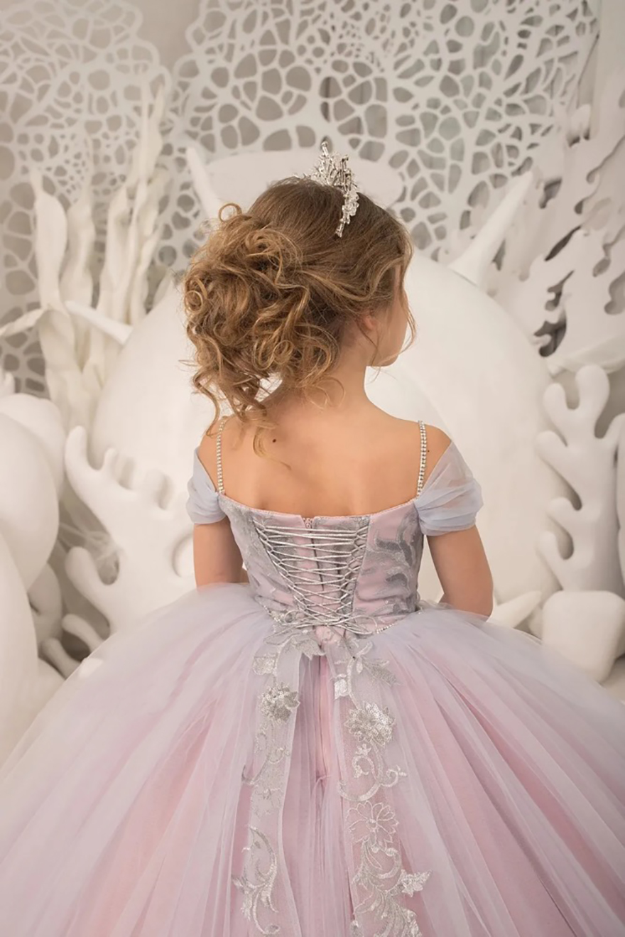 Tulle Ball Gown Toddler wer Girl Dresses Layered Ruffles Piping Purple Little Glitz Girls Pageant Dress