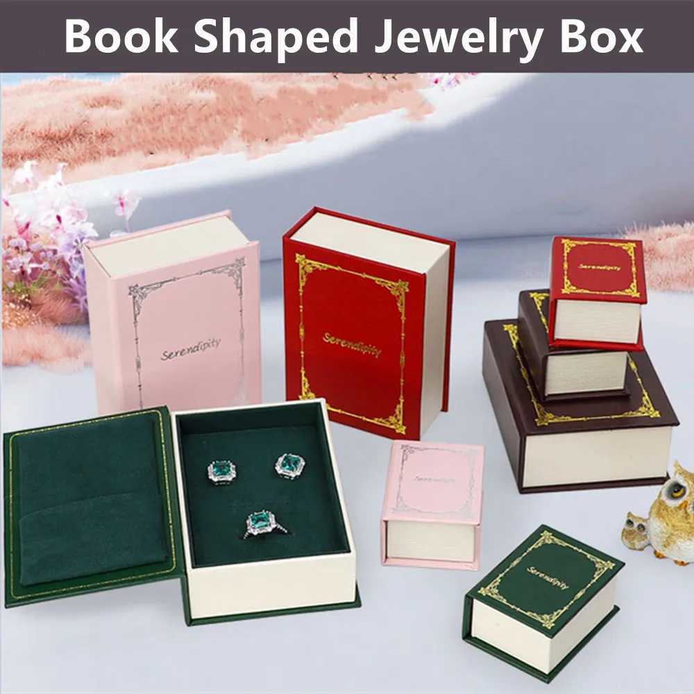 Page flipping book shaped jewelry earrings rings necklaces storage boxes gift packaging paper boxes display jewelry portable organizers W241019