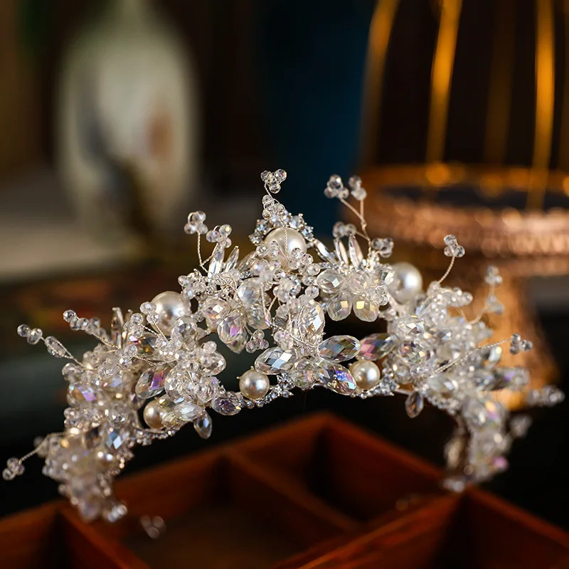 Bridal Headwear Crystal Pearl Wedding Crown Hair Accessories Luxury Bridal Princess Diadem Headwear Party Headwear Jewelry 241018