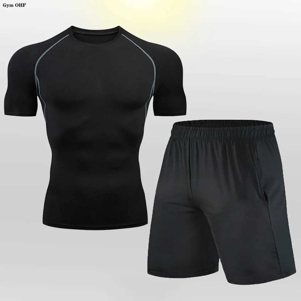 Mens sportswear set solid color series sports quick drying sweatshirt absorbs milk silk gym running boxing MMA training W241018