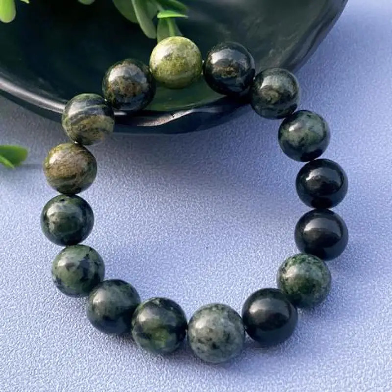 Natural Jade Bracelet King Stone Therapeutic Bracelet Mens Real Chinese Xizang Jade Bracelet Stone Elastic Bead Bracelet 241018