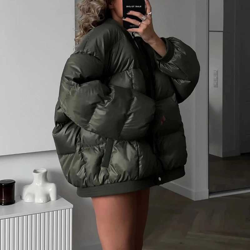 Womens down code jacket fashionable and versatile casual loose jacket high quality bread cotton jacket fall and winter newX241019