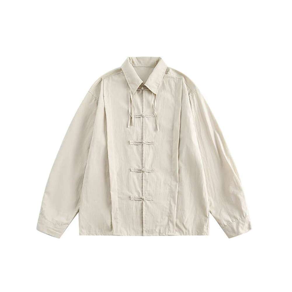 shanshi Men's shirts New Chinese style buckle long sleeve for men women, loose niche design personalized and handsome shirt jacket