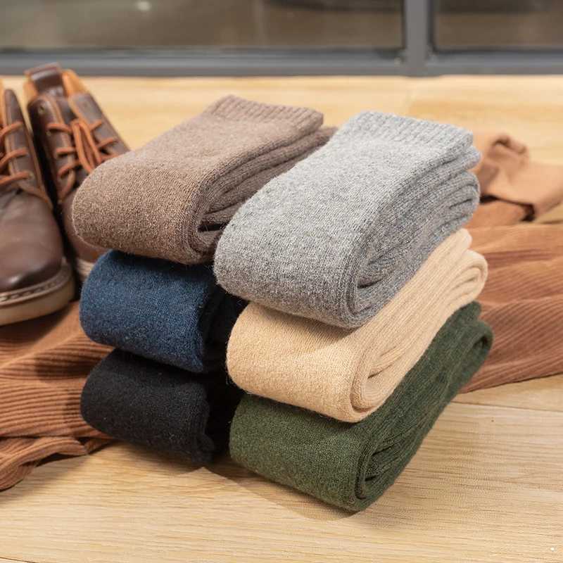 1Pairs Wool Knee-high Stockings Mens Winter Thicken Warm Harajuku Casual High Sock Soft Comfortable Breathable Long Socks ManXJ241019