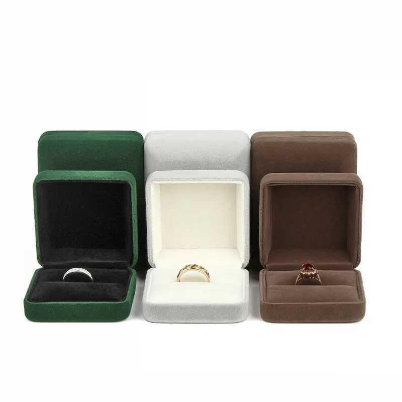 Exquisite iron flannel pearl treasure box ring box bracelet and necklace box gift packaging pendant box solid gray/green/coffee W241019