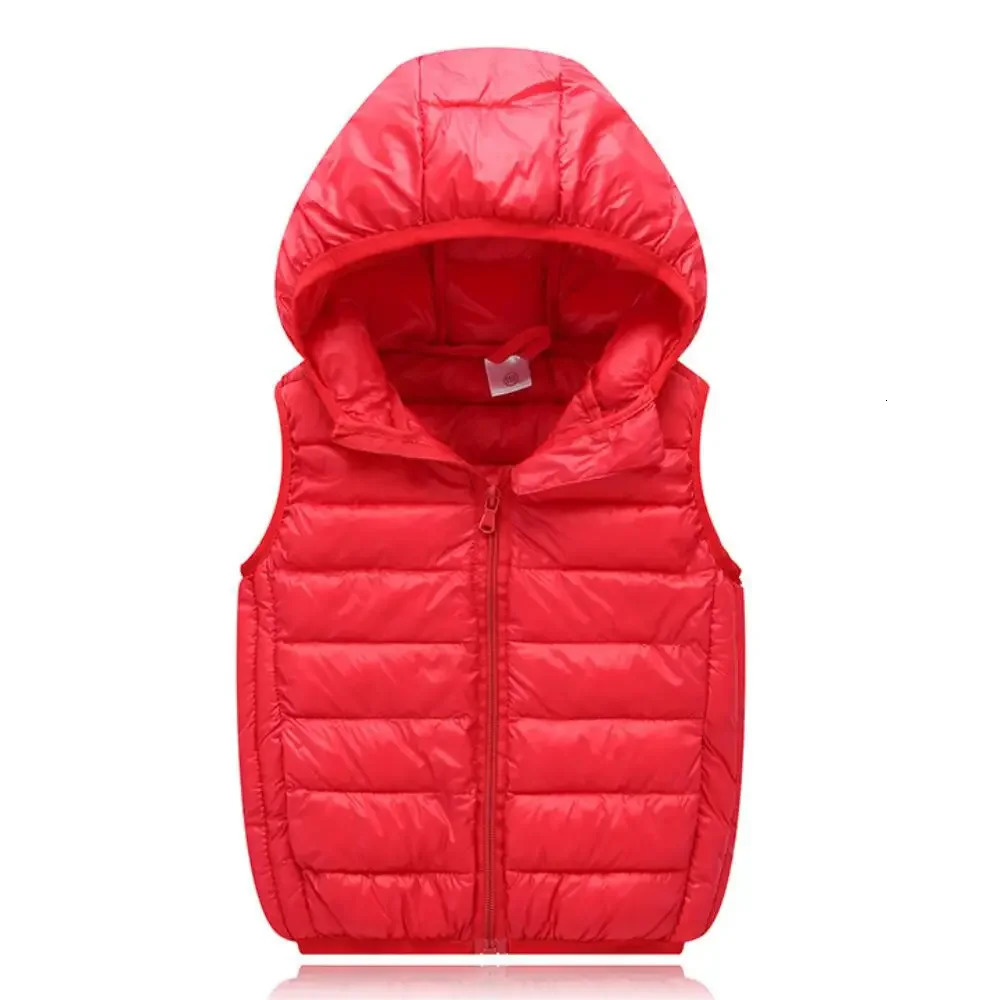 Fall Solid Waistcoat Children Outerwear Winter Coats Kids Clothes Warm Boys and Girls Hooded Vest for Age 212 Years Old 241018