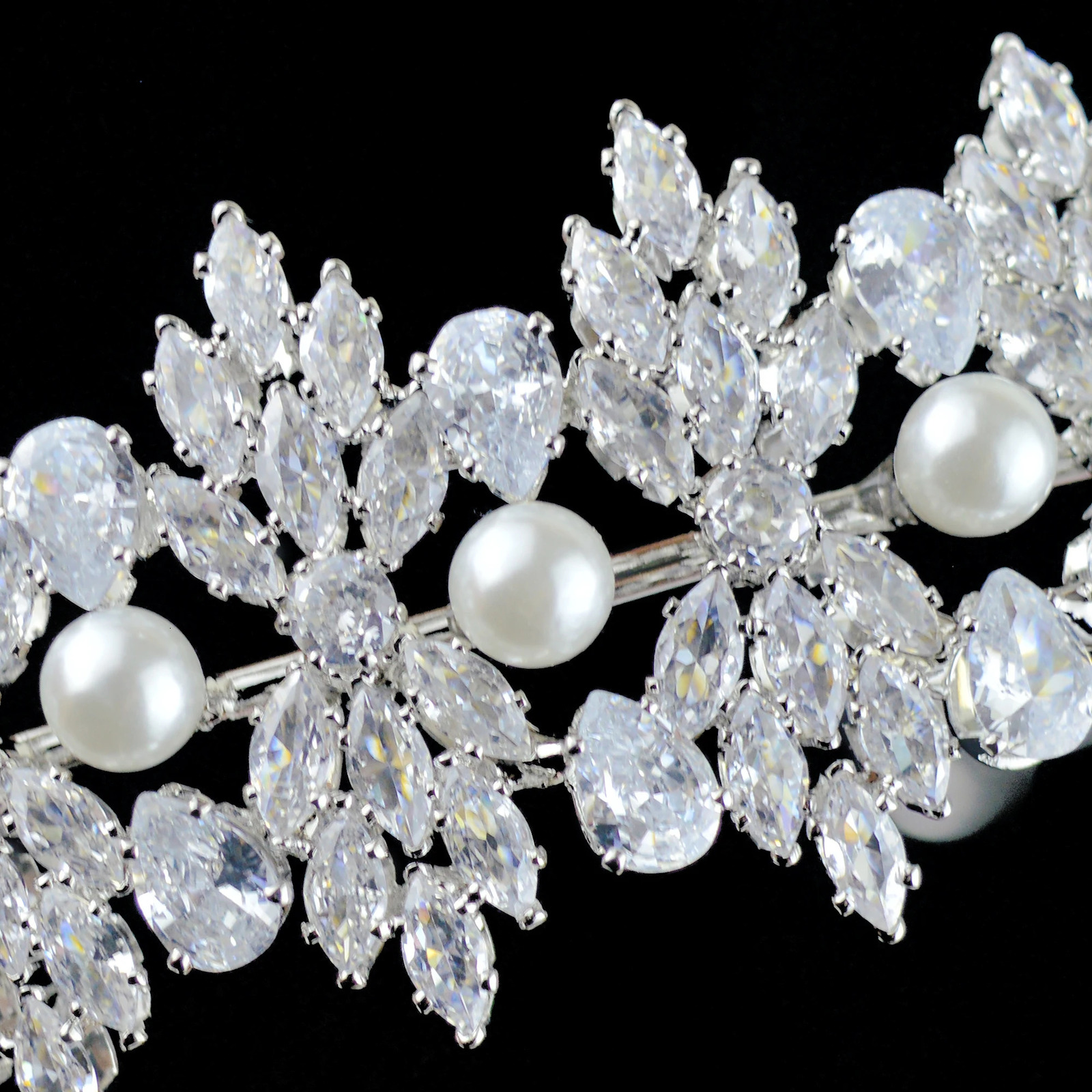 5A Zirconia Bridal Headband Wedding Hair Jewelry Accessories CZ Pearl Princess Bridal Headpiece Ball Crown Headpiece 241018