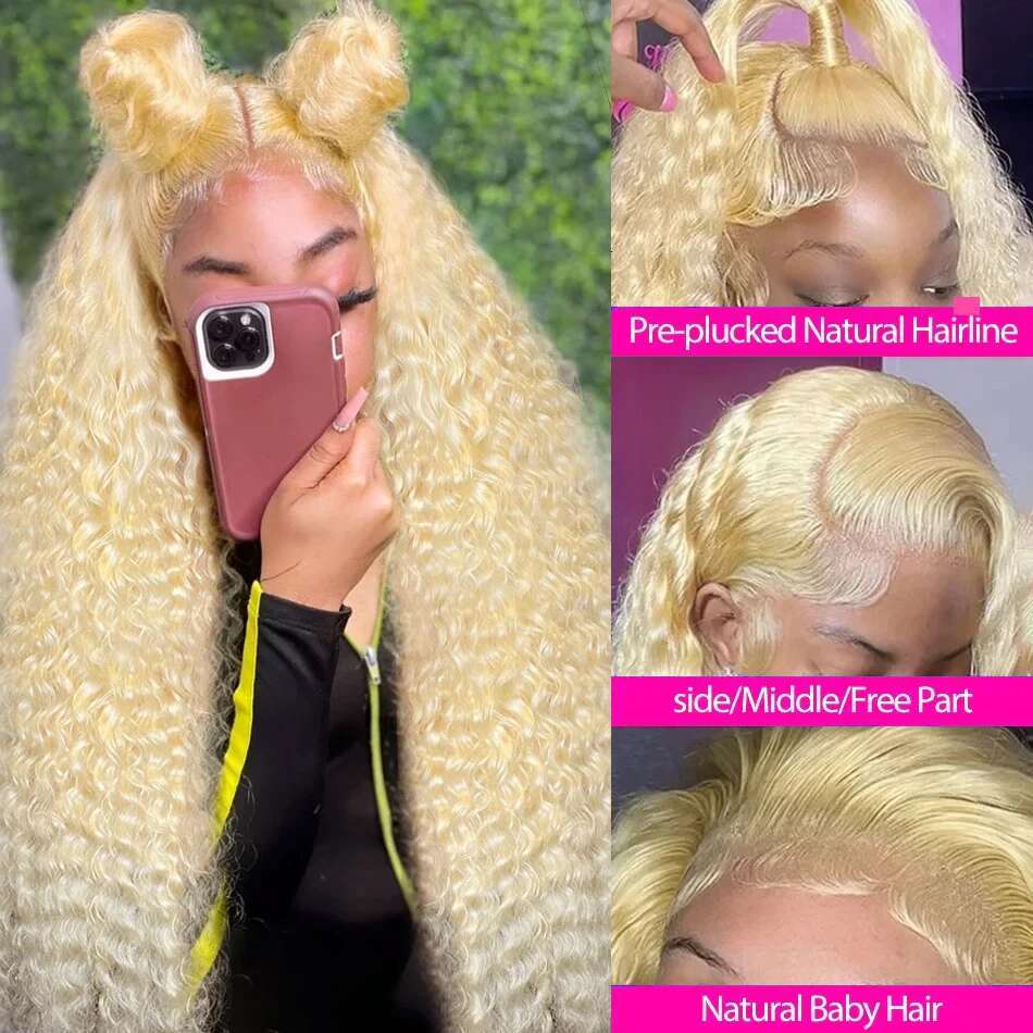 Luvin Curly Blonde 13x6 Full HD Frontal Wig Human Hair Deep Wave 613 Gold Color 13x4 Melt Skin Lace Front Wigs For Women