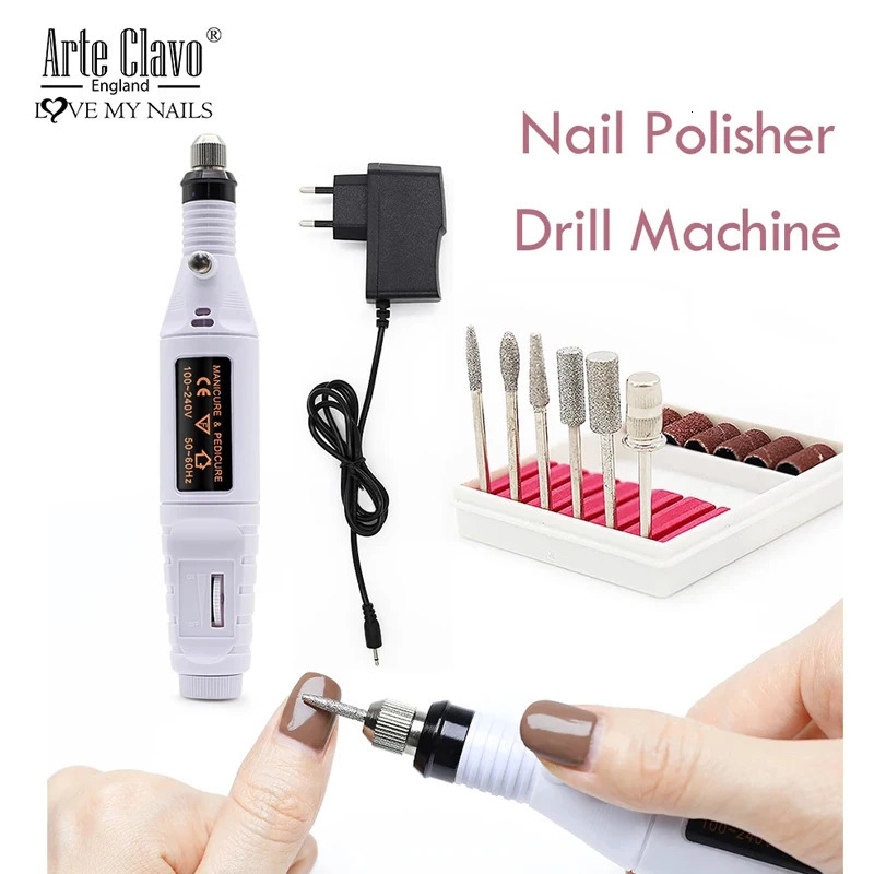 Arte Clavo Professional Electric Nail Drilling Machine Manual Safety Nail Art Pen Foot Polishing Nail Archive Nail Art Tool 1 piece 241007