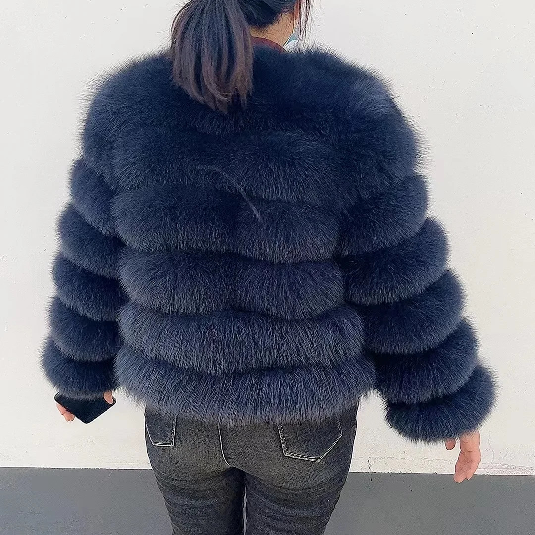 100% natural fur leather jacket fur coat winter jacket womens natural fox fur fashion wholesale of 50cm short jacket 241018