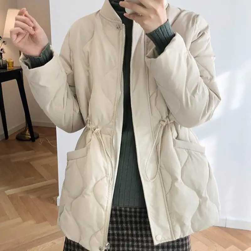 Womens medium long down cotton coat Ringer thin lightweight new slim fashion outdoor comfortable warm coatX241019