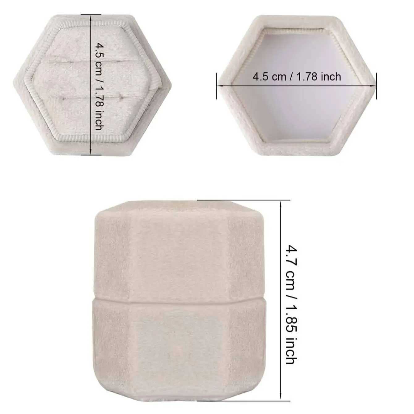 1 velvet double ring box hexagonal wedding ceremony ring box with detachable ceiling box W241019