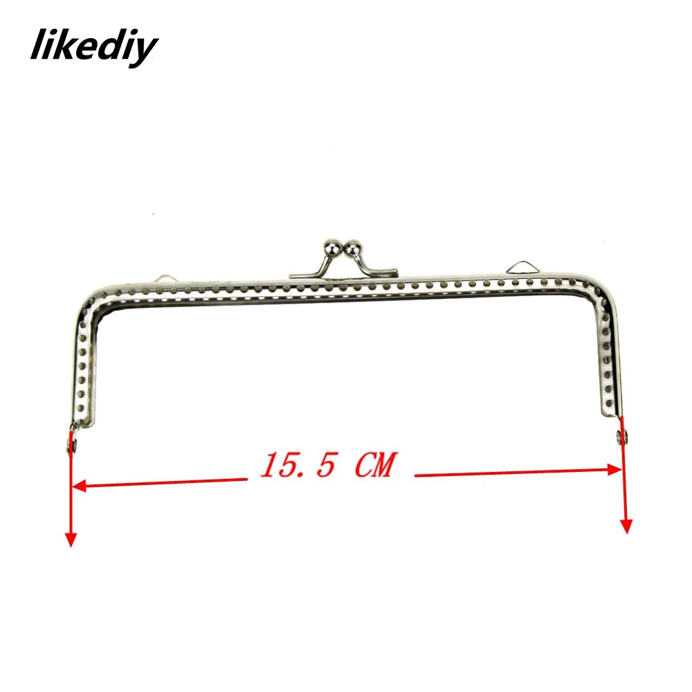 1 Piece Square Glossy Silver Basic Metal Purse Frame Kiss Clasp Lock DIY Bag Accessories 8510512515518 CM 241017