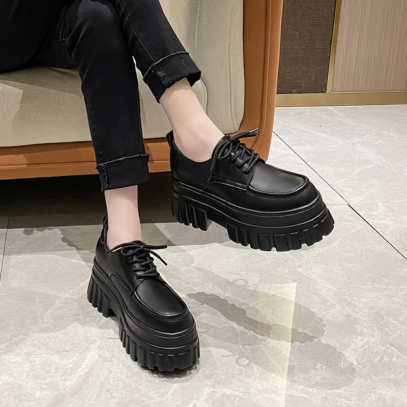 Inner height increased loafers for women, spring 2024 new item, sponge sole, lightweight, small, thick sole, British style small leather shoes