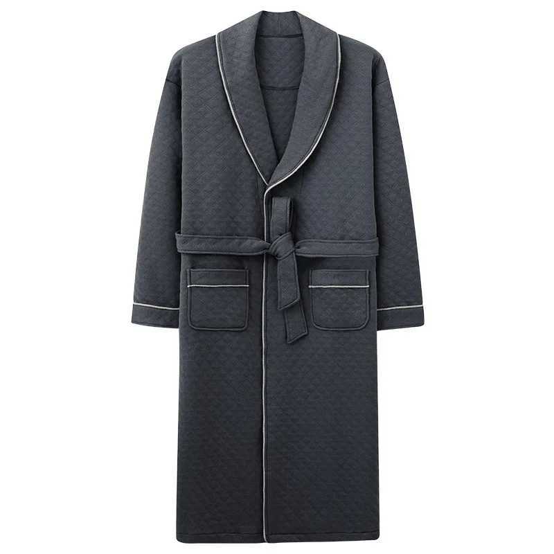 Winter Man Luxury Warm Bathrobe Quilted Cotton Plus Size Night Gown Robe for Gentlemen Kimono Men Robe Elegant Dressing Gown NewXJ241018