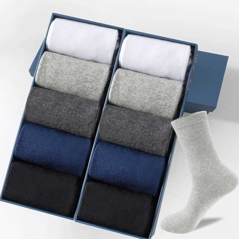 10Pairs Men Socks Organic Cotton Breathable Black White Business Socks Casual Spring Summer for Male Plus Size EUR38-48XJ241019
