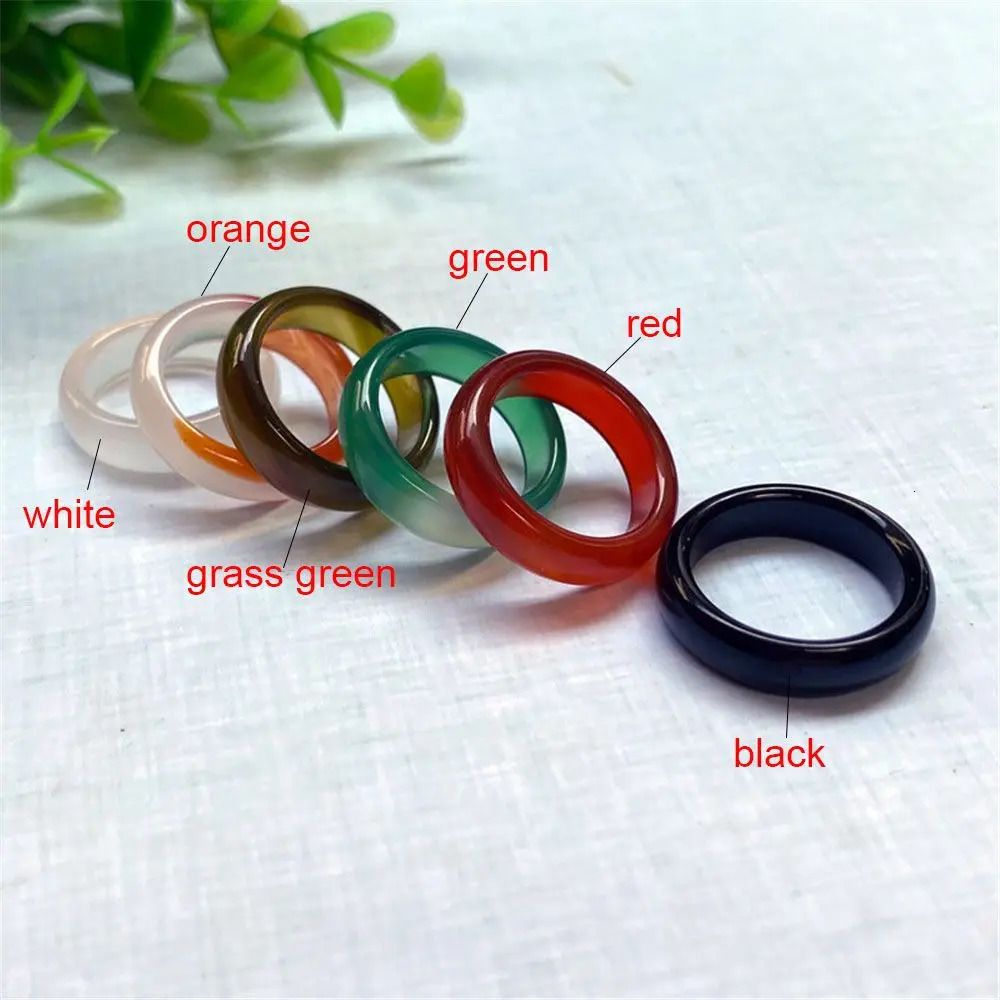 1PC Fashion Natural Stone Ring Unisex Black Green Red Agates Circle Finger Rings Wedding Band Christmas Charms Jewelry Gifts 241010