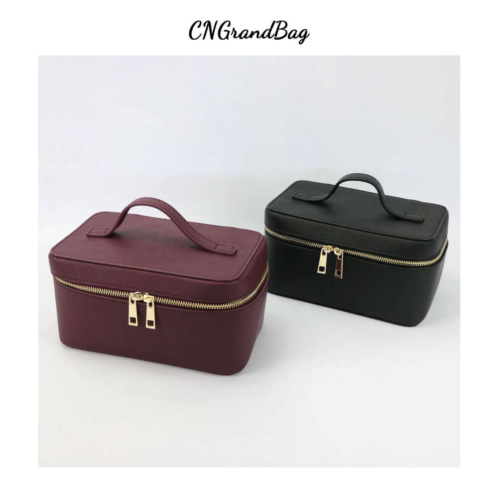 Saffiano Split Leather Travel Portable Hanging Organizer Box Dopp Kit Women's Makeup Bag